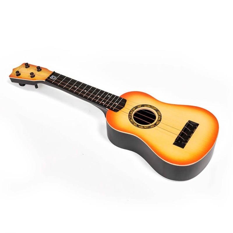Hape Instrument de Musique en Bois - Ukulélé Électrique avec Apprentissage  Interactif Rouge - Jouet d'Éveil Musical - Petite Guitare pour Enfant dès 3