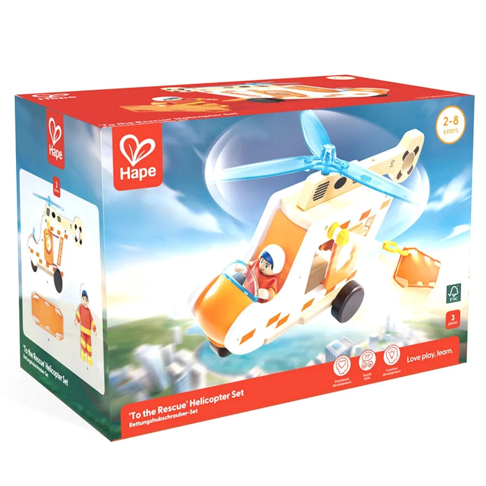 Hape - Coffret Hélicoptère de Secours 2-8A