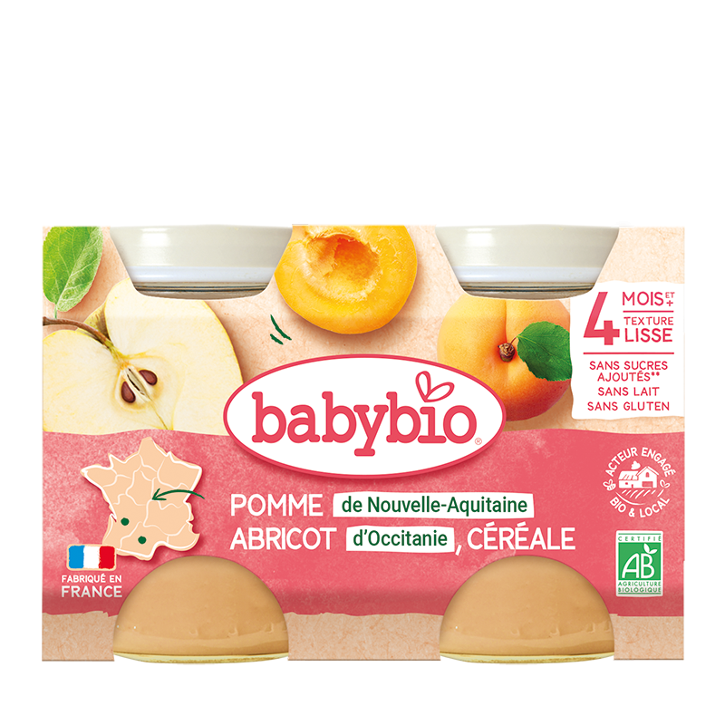 Babybio - Pomme De Nouvelle-Aquitaine Abricot D'Occitanie Céréale