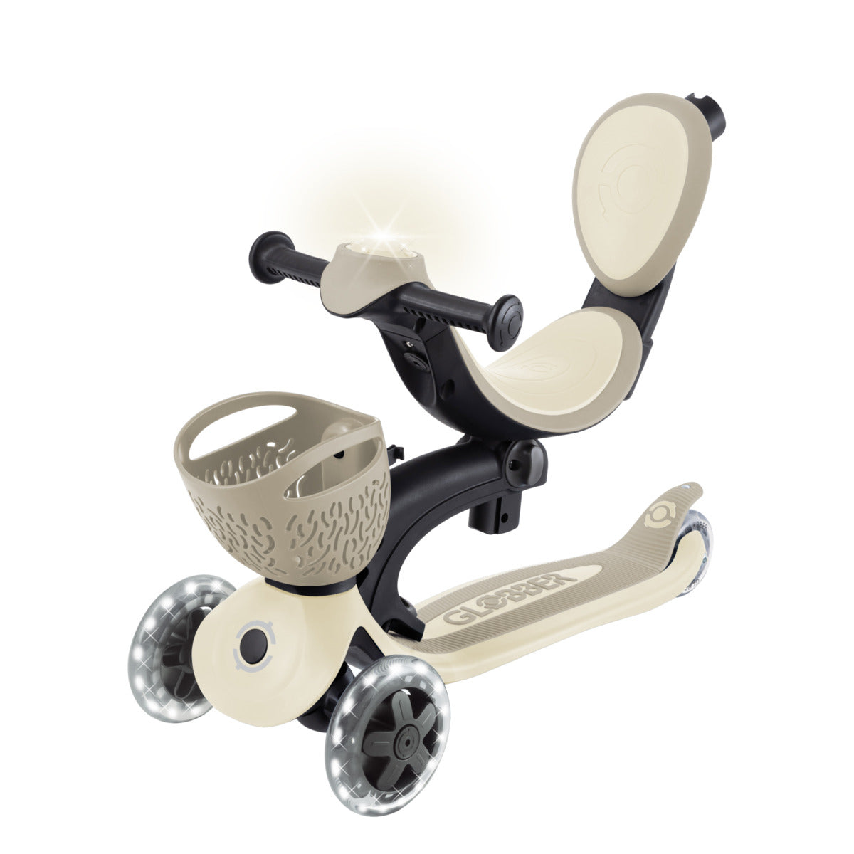 GLOBBER  Trottinette évolutive GO UP BABY LIGHTS 360° TAUPE
