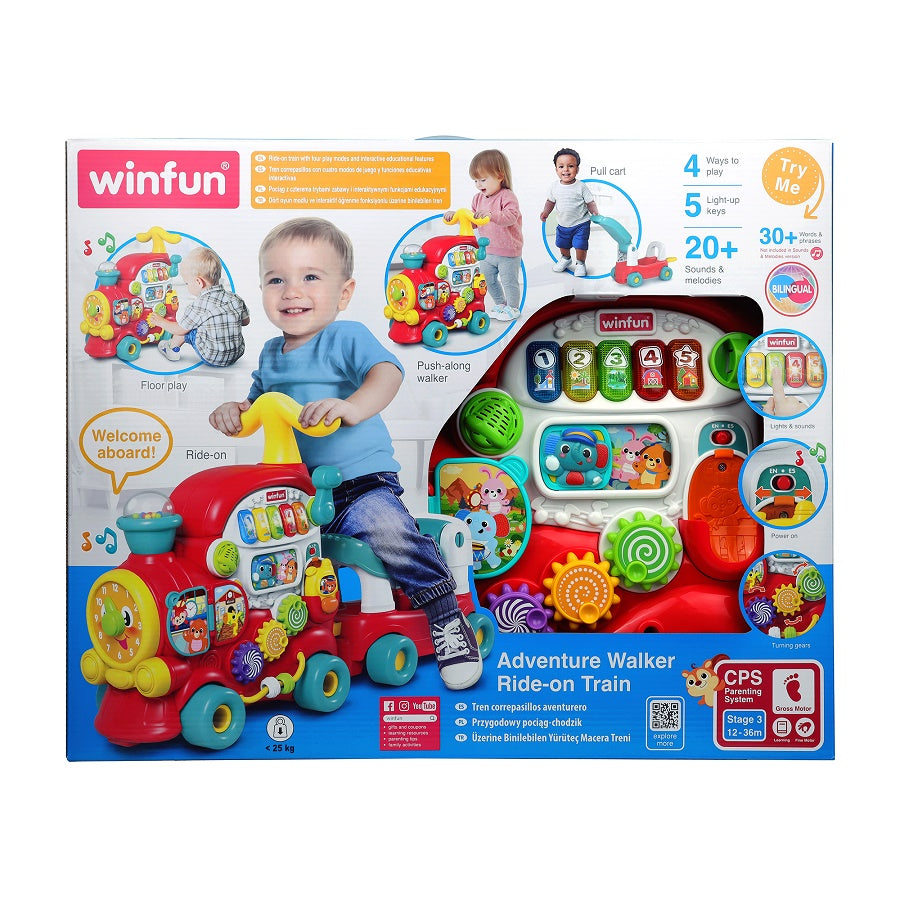 WINFUN – Train d’Aventure 3-en-1 | Trotteur, Porteur et Rangement