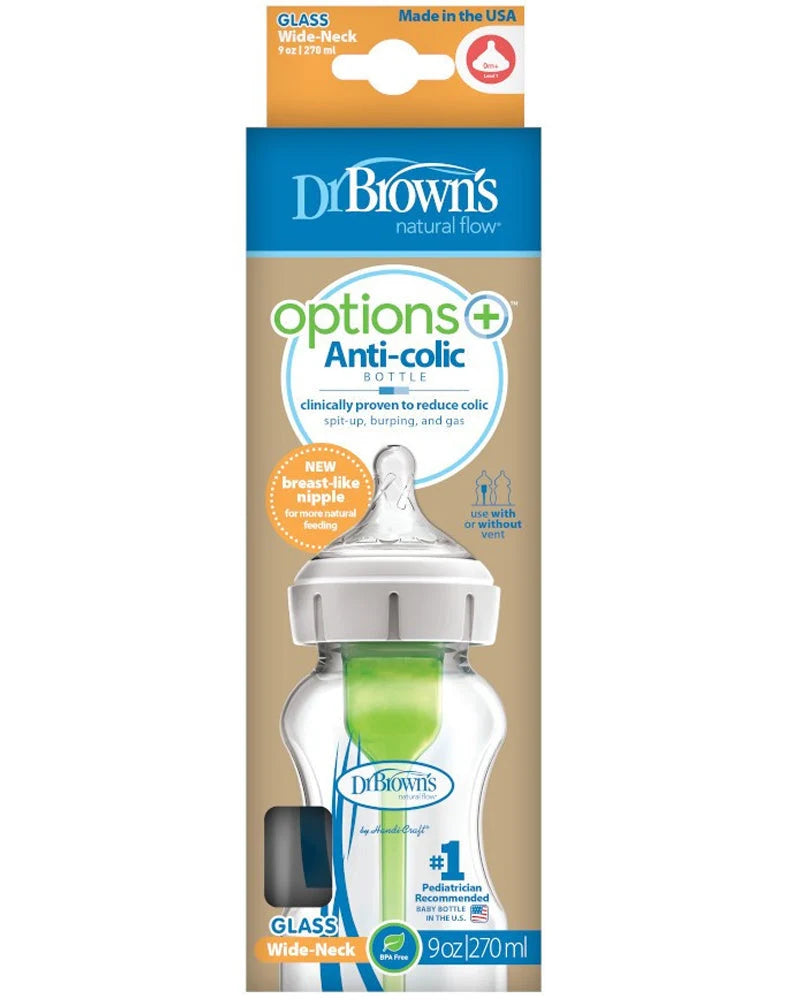 Dr. Brown’s – Biberon anti-coliques en verre à col large 270 ml