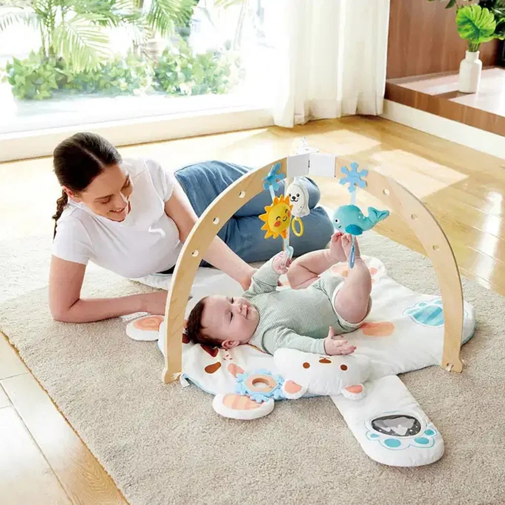 Hape - Tapis d’Activités Ourson Câlin avec Arche en Bois 0-18M