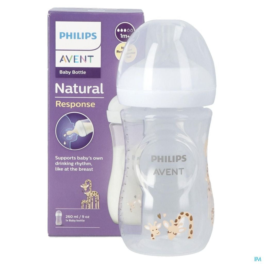Avent – Biberon Natural 3.0 260 ml – Décor Girafe