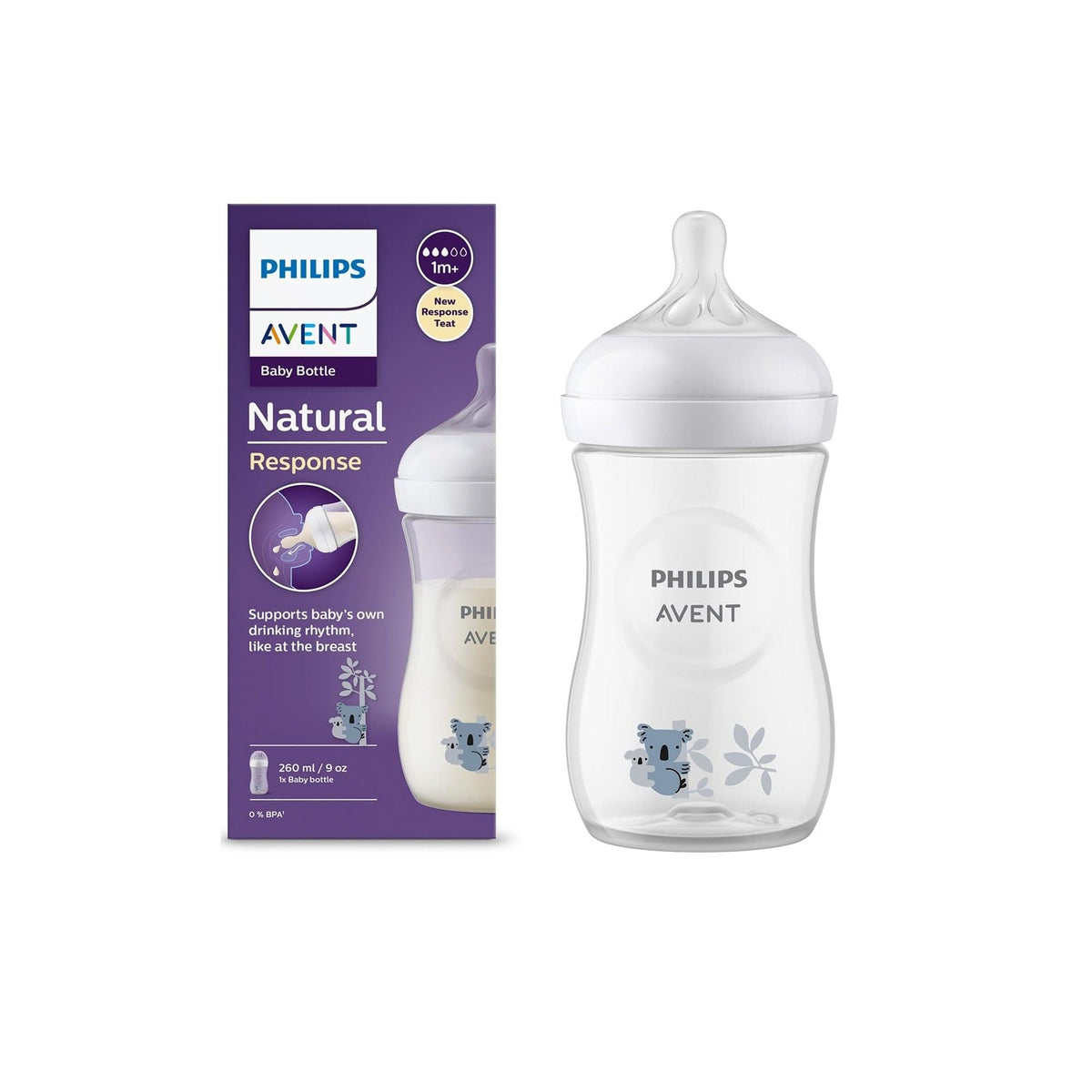 Avent – Biberon Natural 3.0 260 ml – Décor Koala