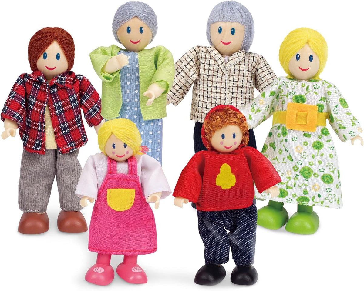 Hape - Famille de Poupées Hape – 6 Personnages pour Maison de Poupée