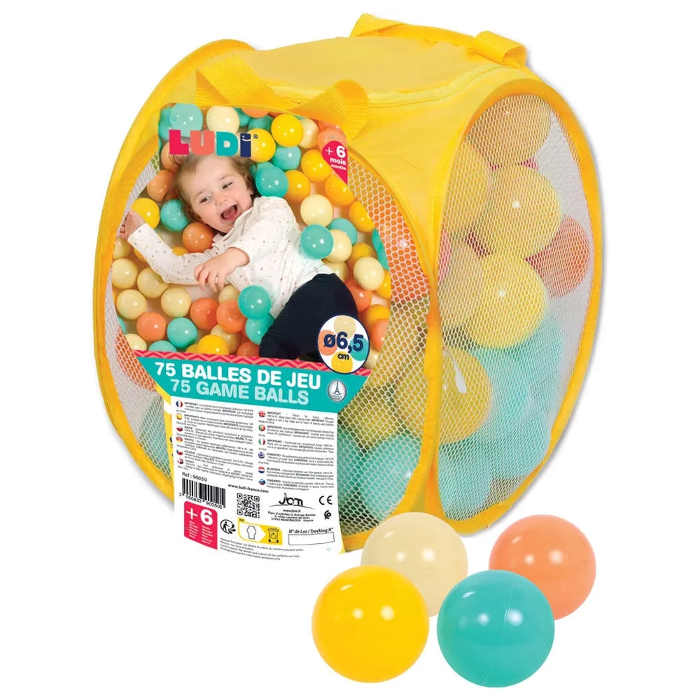 Ludi - 75 Balles de Jeu dans Sac Pop Up 6M+ - Mixte