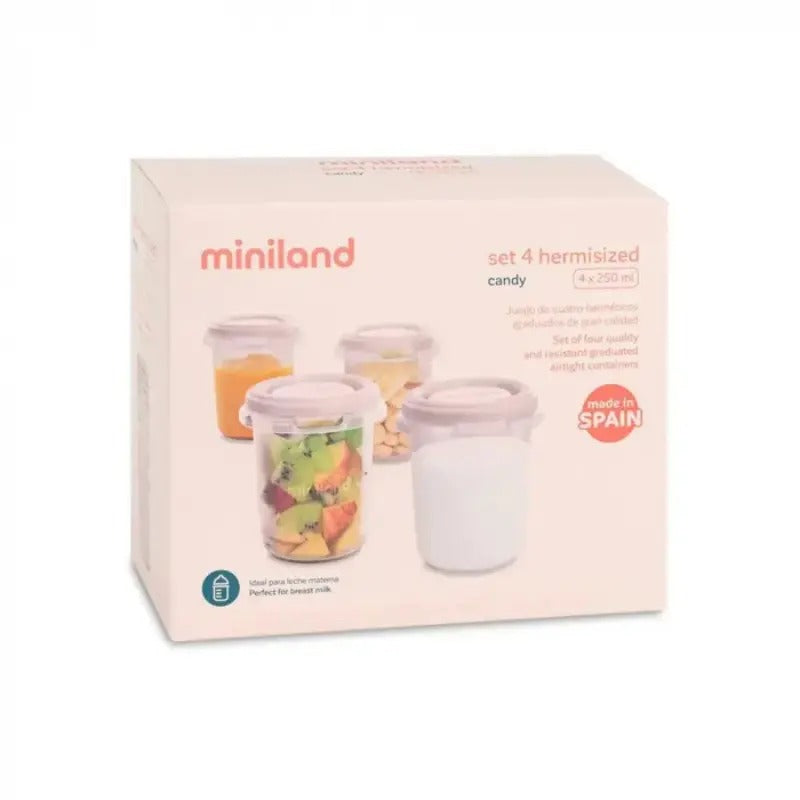 Miniland - Set de 4 pots de conservation Candy 250 ml