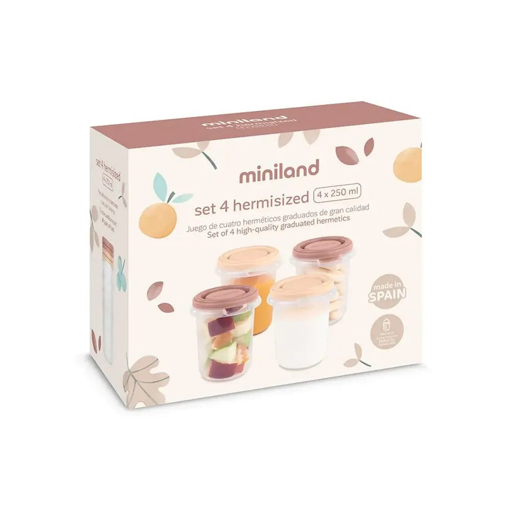 Miniland - Set de 4 pots de conservation Valencia 250 ml