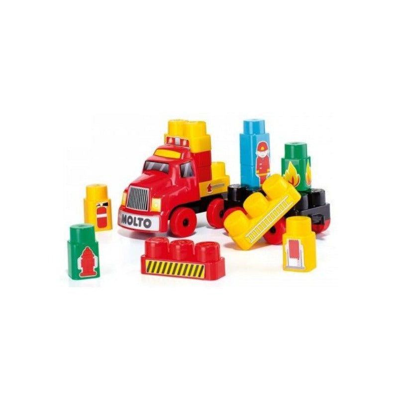 Molto – Camion Porteur Rouge avec 10 Blocs