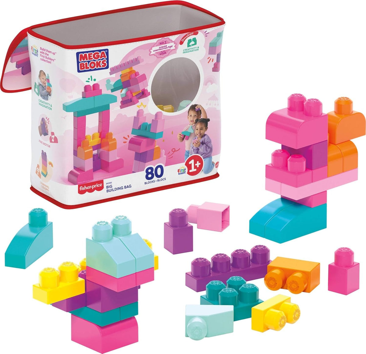 Molto – Sac de Blocs Roses 80 Pièces