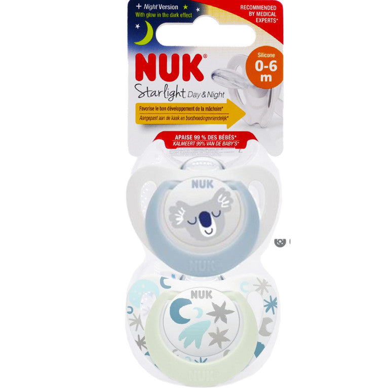 NUK - 2 sucettes Star Night & Day 0-6 mois