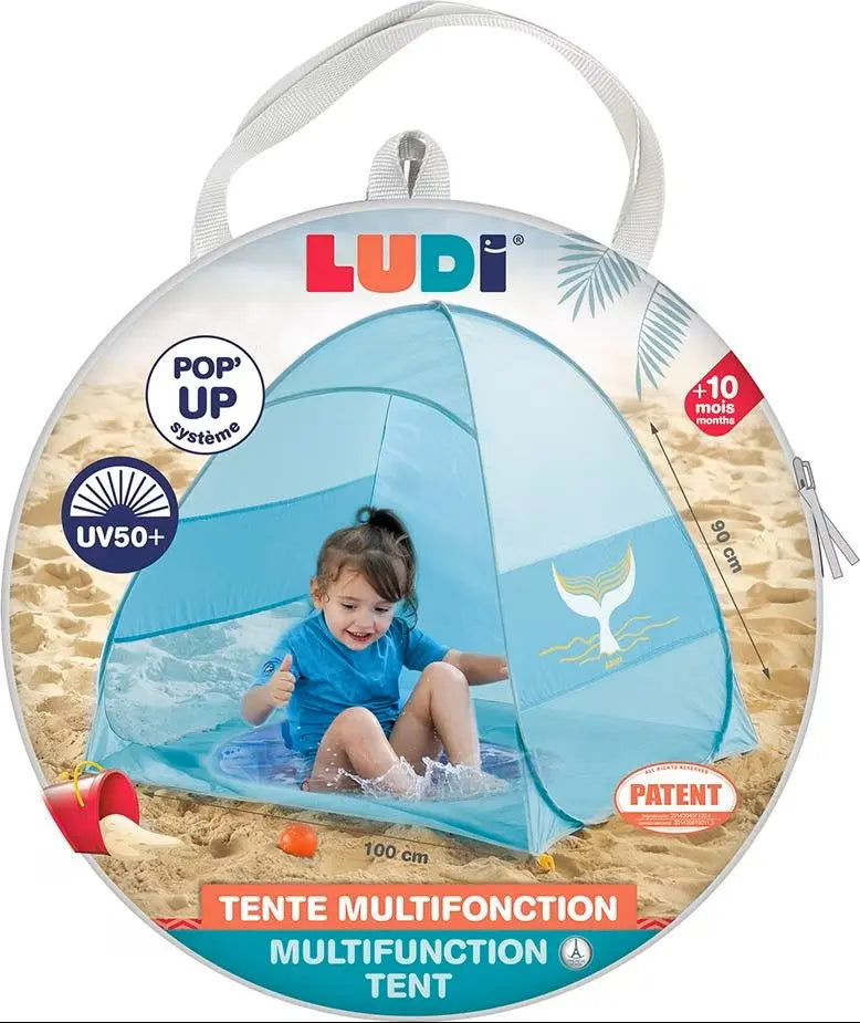 LUDI - Piscine multifonction Baleine  avec tente anti-UV 50+